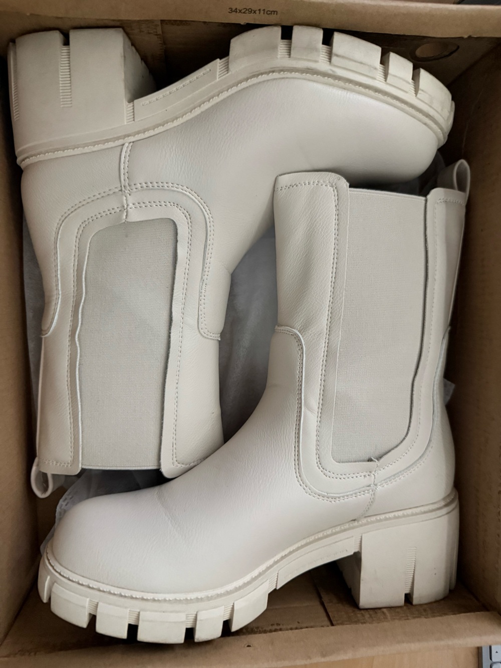 Cream Vegan Leather Chelsea Boots